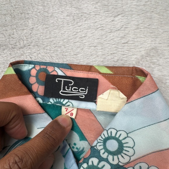 Vintage Tucci 80's Retro Sheer Longsleeve Blouse Womens 5/6 Multi-color Preowned - Picture 2 of 7